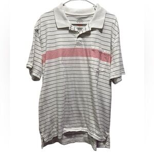 St. John's Bay White and Red Striped Polo Shirt